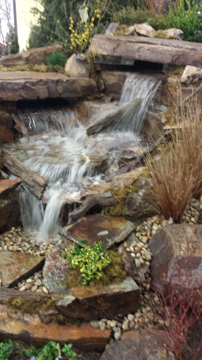 Beautiful waterfall feature planned as a part of a residential landscaping project in Twin Falls, ID