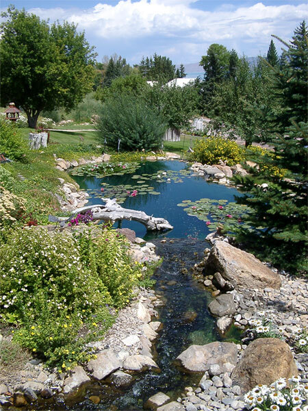 Water feature designed by professional landscapers at Kimberly Nurseries in Twin Falls, ID