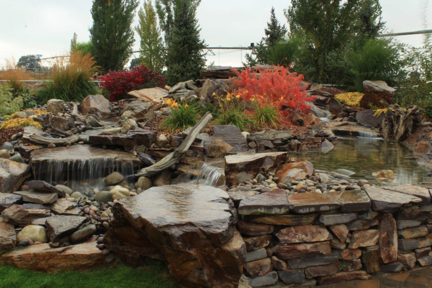 Waterfall with plants feature planned as a part of a residential landscaping project in Twin Falls, ID