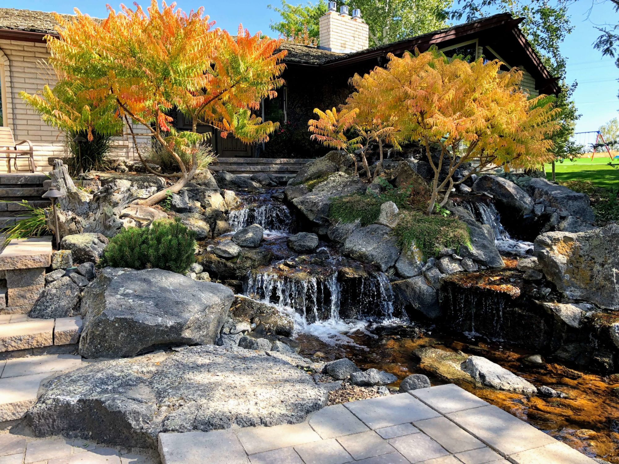 Professional water feature planned as a part of a residential landscaping project in Twin Falls, ID